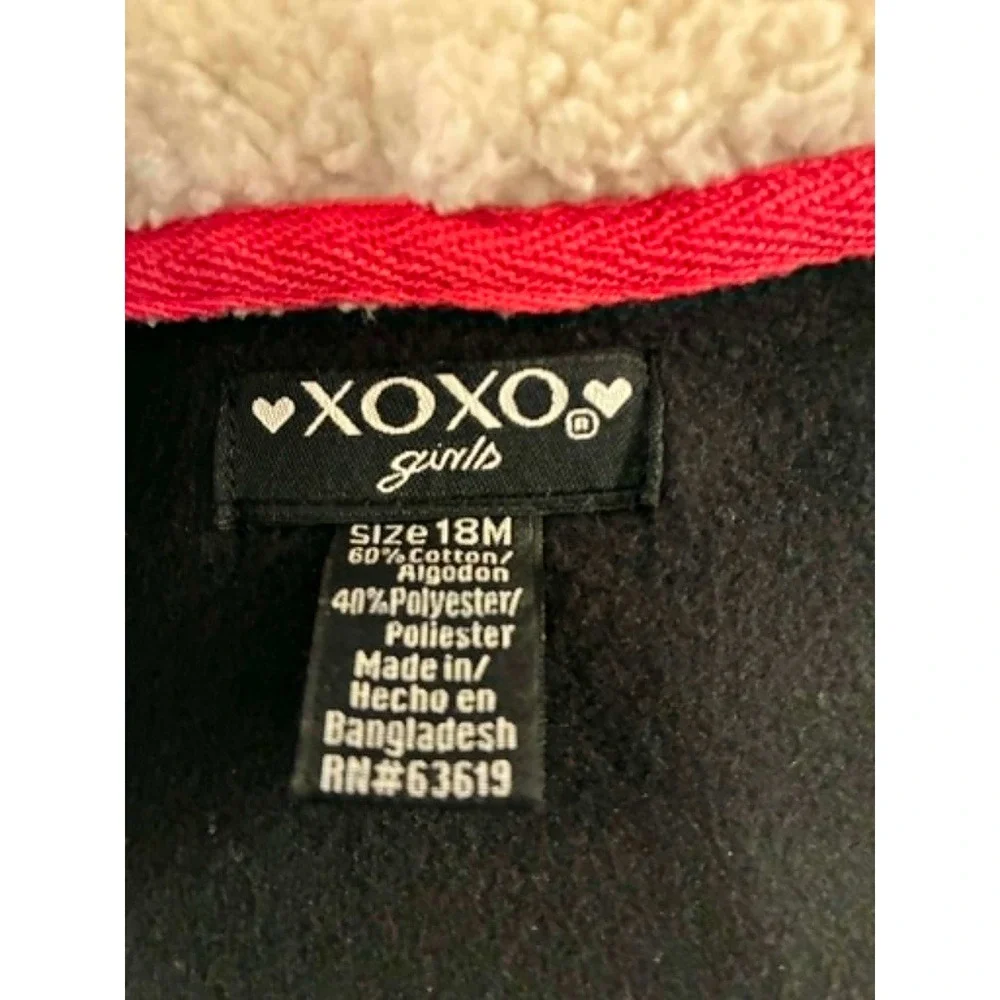 XOXO Hoodie and Joggers Set Toddler 18M Black New Sequin Sherpa Lined Tracksuit